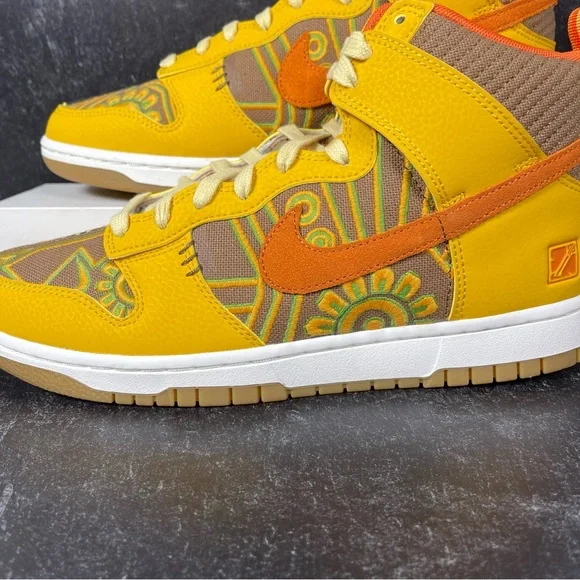 DUNK HIGH PRM SOMOS FAMILIA SHOES SIZE DIA DE MUERTOS GUM SOLE GOLD ORANGE BLACK - Picture 8 of 11